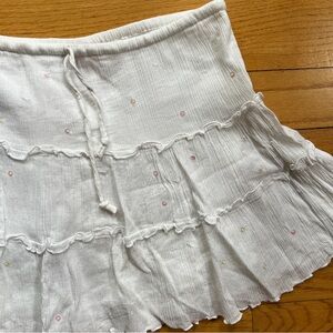 White Tiered Ruffle Fairy Mini Skirt